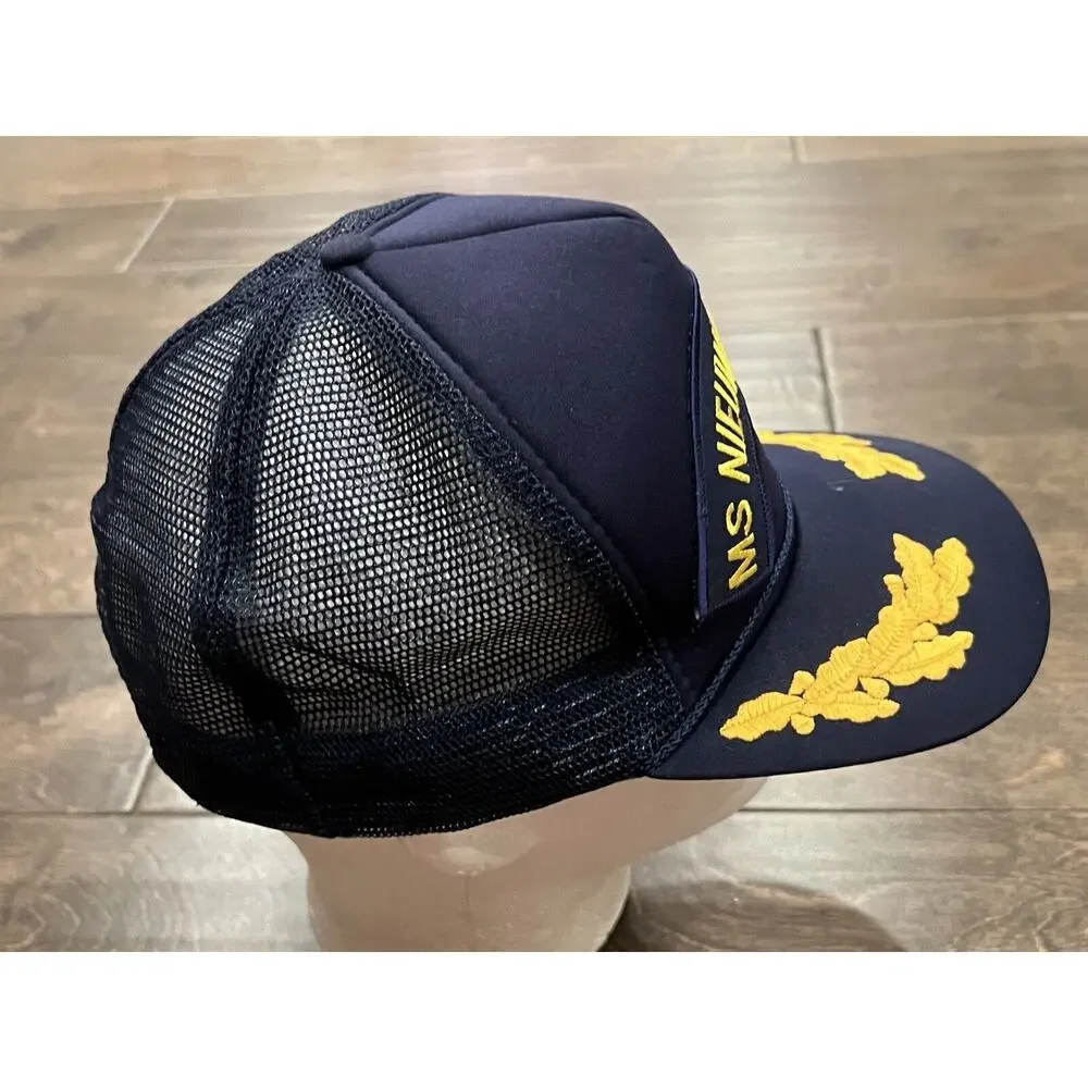 Vintage Mohrs Mens Blue MS Nieuw Amsterdam Adjustable Mesh Snapback Trucker Hat